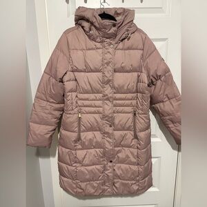 Calvin Klein Women's Long Puffer Jacket in Soft Pink Size Large